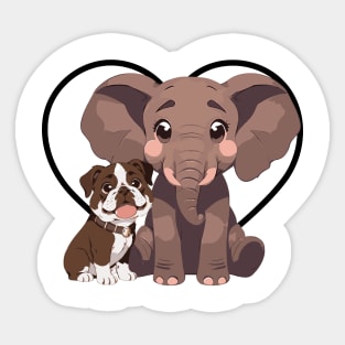 Elephant and Dog Friends Sticker